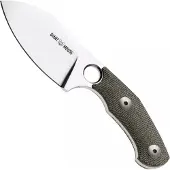 GiantMouse GMF1-MG Satin MagnaCut, Green Canvas Micarta, Leather Sheath, coltello fisso