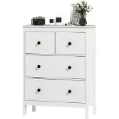 Northio Cassettiera a 4 cassetti per vestiti e biancheria, MDF bianco