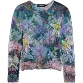 Desigual , Blusa a trama floreale, Donna, Poliestere, Blu, L