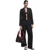Desigual , blazer a righe patch, Donna, Poliestere, Nero, XS
