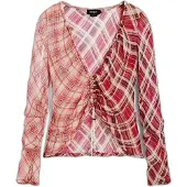 Desigual , maglietta arricciata scollo, Donna, Poliestere, Rosso, L