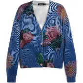 Desigual , cardigan a fiori, Donna, Cotone, Blu, S