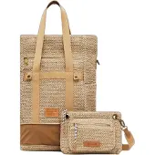 Desigual , Zaino grande in rafia multi-posizione, Donna, Bianco, U