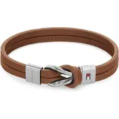 Tommy Hilfiger Bracciale moderno in pelle marrone Braided Knot 2790441