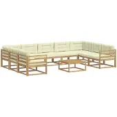 vidaXL Set da salotto da esterno, 10 pezzi, bianco e crema
