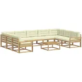 vidaXL Set da salotto da esterno, 10 pezzi, bianco e crema