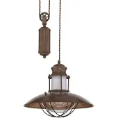 LINDBY Lampada a sospensione Louisanne, regolabile, marrone, Ø 35 cm
