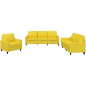 Syfax Set di Divani 3 pz con Cuscini Giallo Chiaro in Tessuto