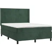 Syfax Giroletto a Molle con Materasso Verde Scuro 140x190 cm Velluto