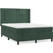 Syfax Giroletto a Molle con Materasso Verde Scuro 140x200 cm Velluto