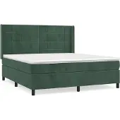 vidaXL Letto a molle con materasso verde scuro 160x200 cm in velluto