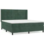 Syfax Giroletto a Molle con Materasso Verde Scuro 160x200 cm Velluto