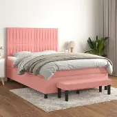 Prolenta Maison Exclusive - Letto boxspring con materasso Rosa 140x190 cm Velluto