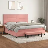 Prolenta Maison Exclusive - Letto boxspring con materasso Rosa 200x200 cm Velluto
