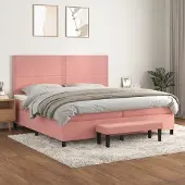 Prolenta Maison Exclusive - Letto boxspring con materasso Rosa 200x200 cm Velluto