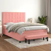 Prolenta Maison Exclusive - Letto boxspring con materasso Rosa 140x200 cm Velluto
