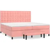 Syfax Giroletto a Molle con Materasso Rosa 200x200 cm in Velluto