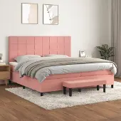 Prolenta Maison Exclusive - Letto boxspring con materasso Rosa 200x200 cm Velluto
