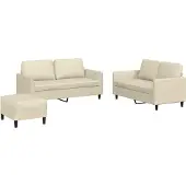 vidaXL Set divano 3 pezzi con cuscini in Pelle finta crema