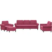 vidaXL Set di divani 4 pezzi con cuscini in velluto rosso vino