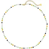 Hey Happiness Collana 'Vivid Glow' curry / oro / verde pastello / nero