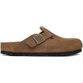 Birkenstock per donna. 1032795 Zoccoli in Pelle Boston (Vestibilità Stretta) marrone (37), Basso, Camoscio, Nessuno, Casual