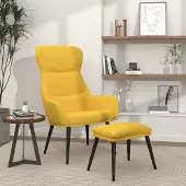 Prolenta Maison Exclusive - Poltrona relax con poggiapiedi in tessuto giallo senape