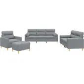 vidaXL Set di divani 4 pezzi con cuscini in tessuto grigio chiaro