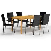 vidaXL set da pranzo da giardino 7 pezzi nero