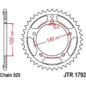 JT Sprockets Pignone Posteriore 525 Jtr1792.42zbk Steel