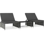 Syfax Sedie da Giardino Reclinabili 2 pz con Tavolo in Polyrattan