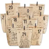 Sonstiges Calendario dell'Avvento autocompilabile in carta kraft motivo natalizio