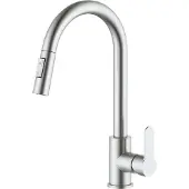 Verhal Miscelatore monocomando da cucina con bocca alta estraibile serie argento opaco miño