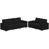 vidaXL Set divano 2 pezzi con cuscini in tessuto nero