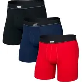 Saxx Essential Cotton Boxer Brief Fly 3-Pack Intimo Uomo (XL, nero)