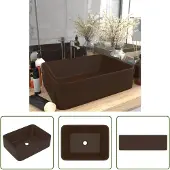 The Living Store Lavabo in Vetroceramica marrone scuro opaco 41x30x12 cm