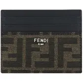 Fendi Portacarte di credito in nappa e tessuto jacquard