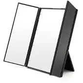 Uniq Specchio cosmetico pieghevole a tre ante con luce LED, nero