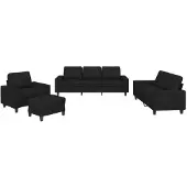 vidaXL Set di divani 4 pezzi in tessuto nero