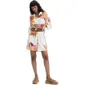 Desigual , Pantaloncini stampati a fiori, Donna, Bianco, S