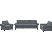 vidaXL Set divano 3 pezzi con cuscini in velluto grigio scuro