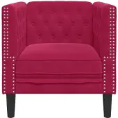 vidaXL Poltrona Chesterfield in velluto rosso vino