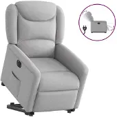 vidaXL Poltrona relax con supporto elettrico in tessuto grigio nuvola