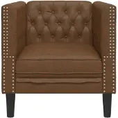 vidaXL Poltrona Chesterfield in ecopelle marrone effetto scamosciato