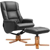 HOMCOM Poltrona relax con poggiapiedi, poltrona TV con funzione reclinabile e oscillante