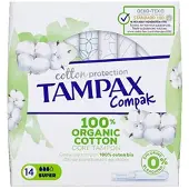 Tampax Algodón 100 Organico Tapón Super 14 U