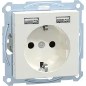 Merten MEG2366-0319, bianco polare lucido, presa di corrente con 2x USB