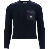 Moncler Maglia in lana vergine con tasca in nylon