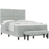 vidaXL Letto boxspring con testiera, grigio chiaro, 200 x 140 cm, velluto