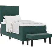 vidaXL Letto boxspring con testiera, verde scuro, 200 x 100 cm, velluto